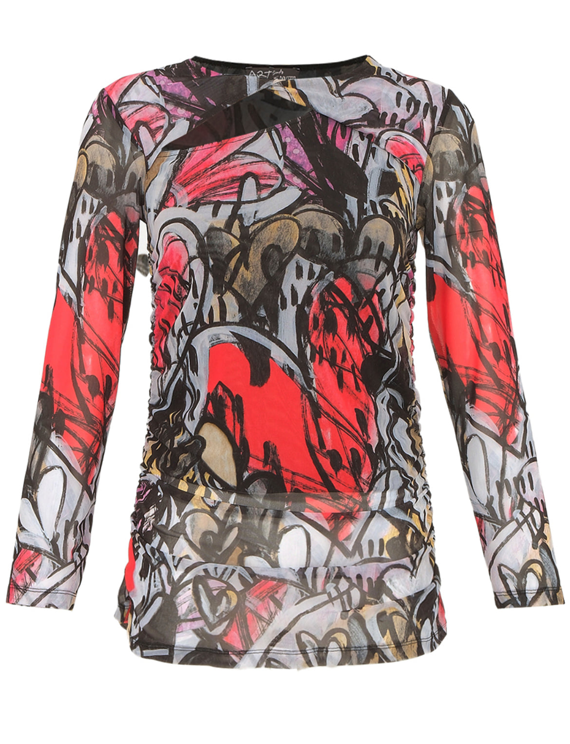 74603 Love Print Top With Slashed Neck