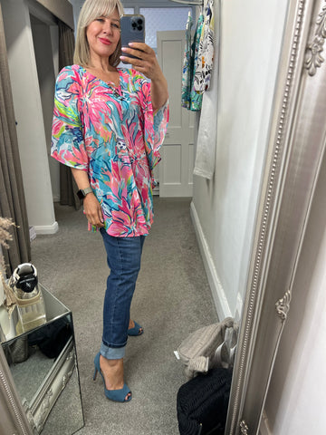 25802 Top/Cover up Flower Print