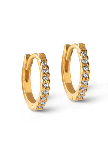 E174 Hoops Petite Flora gold Diamonds Huggie